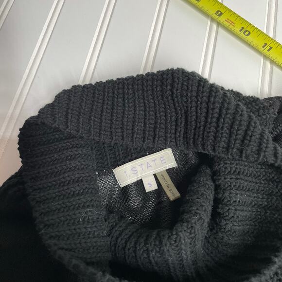 1. State Women's Black Sleeveless Mesh Turtle Neck Pullover Knit Sweater Small - Picture 8 of 12